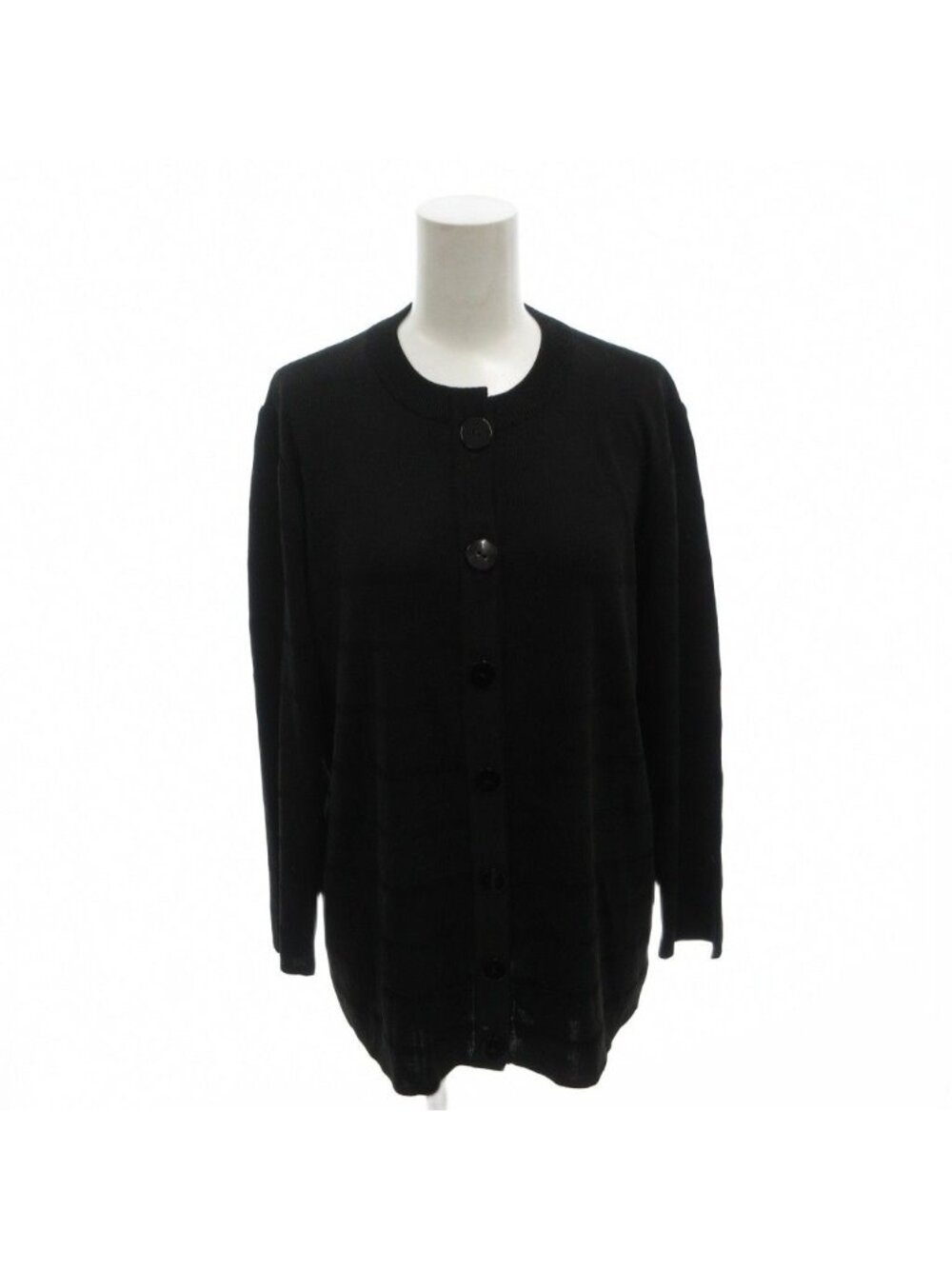 Saint Laurent Knit Cardigan Black Border Pattern Round Neck Long Sleeve